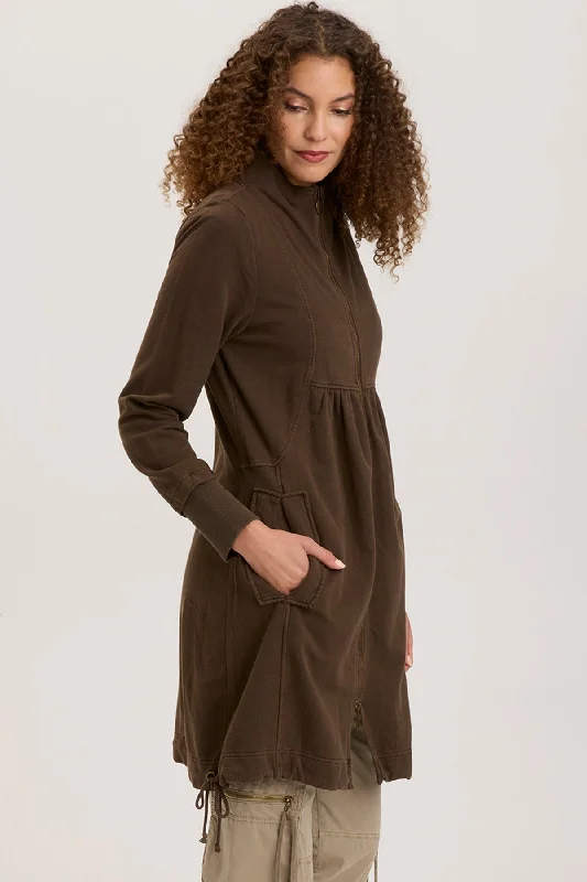 Fleece Funnel-Neck Longcoat