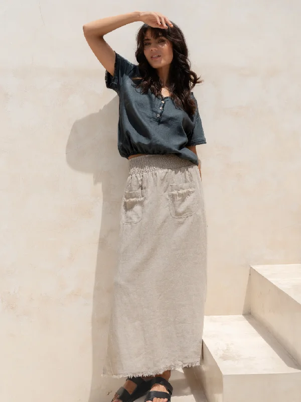 Aurora French Linen Skirt Flax