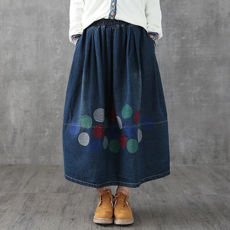 Classy Cotton skirts plus size Spring Casual Ankle Length Denim Skirt