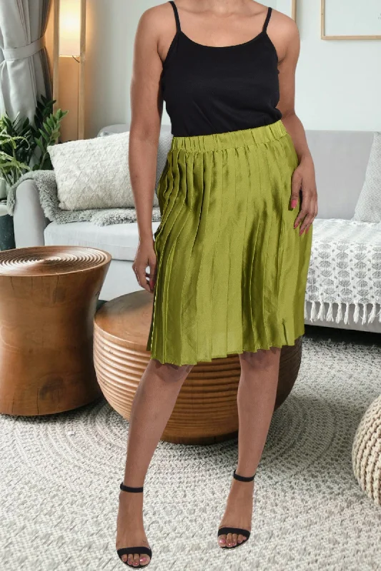 Green Pleated Skirt