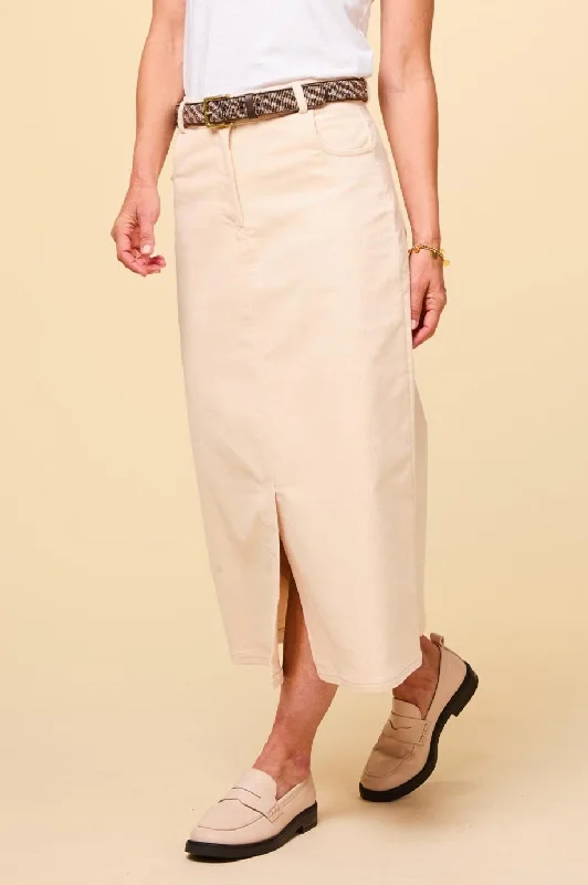 Mallory Stretch Corduroy Skirt | Cream