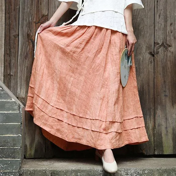 Modern patchwork linen clothes For Women Fabrics red skirt fall