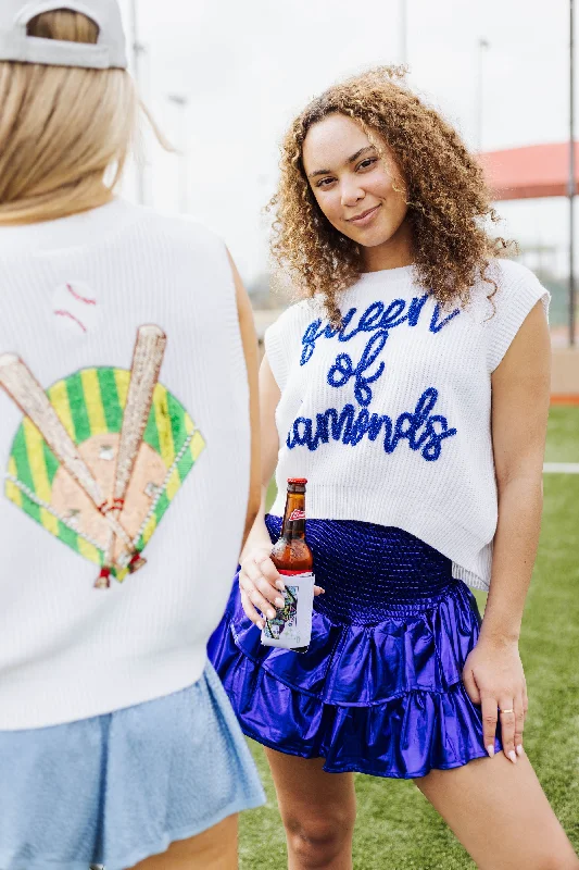 Royal Blue Metallic Smocked Ruffle Skort