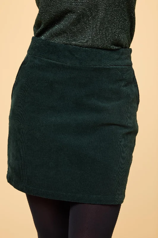 Sapphire Stretch Corduroy Mini Skirt | Bottle Green