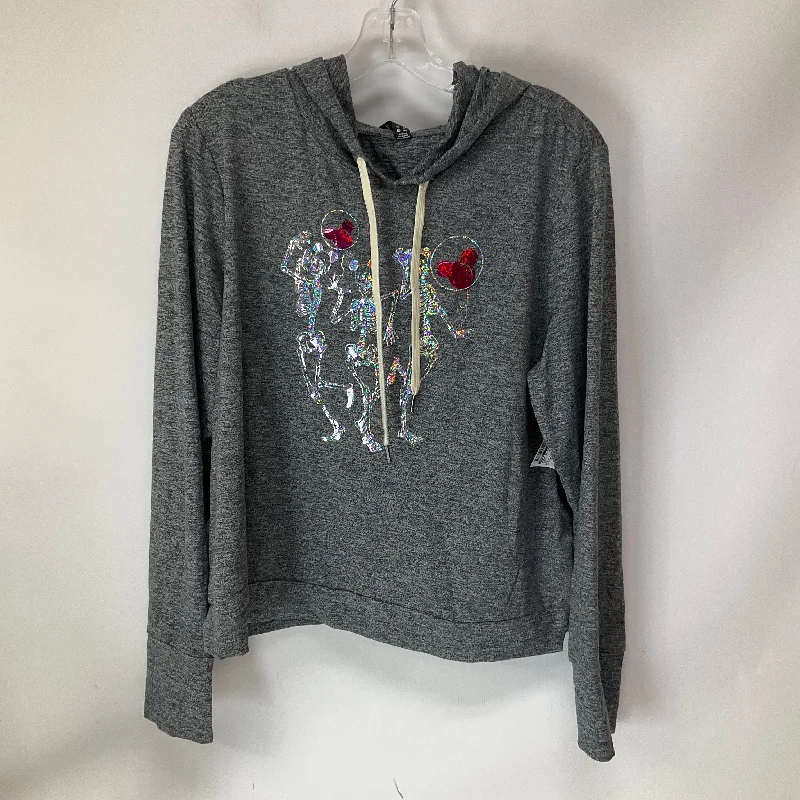 Athletic Top Long Sleeve Hoodie By Zobha In Grey, Size: Xl