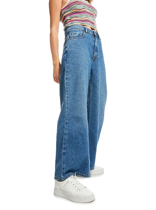 Surf On Cloud High Wide Leg Jeans - Medium Blue