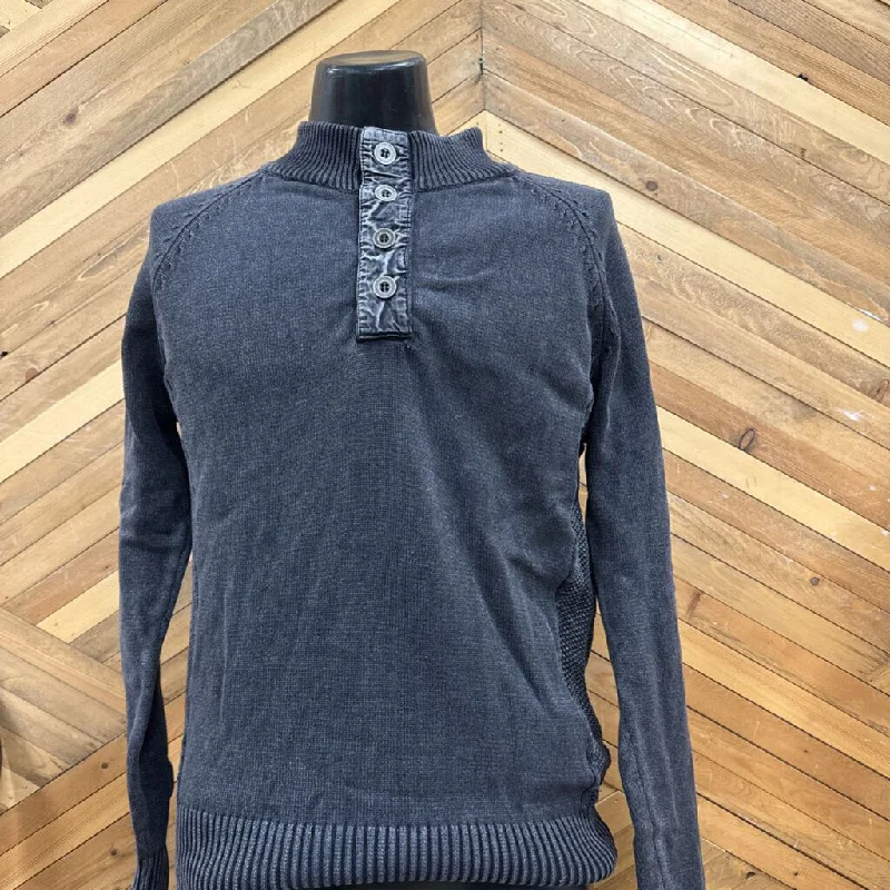 Hedge - Men's Henley Sweater - MSRP comp $75: Gray-women-MD