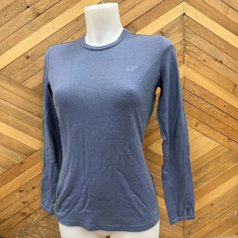 icebreaker - Women's Bodyfit Merino 260 L/S Baselayer Top - MSRP $150: Blue-Grey/Green-women-MD