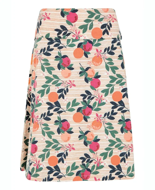 Malmo Organic Printed Jersey Skirt - Cantaloupe