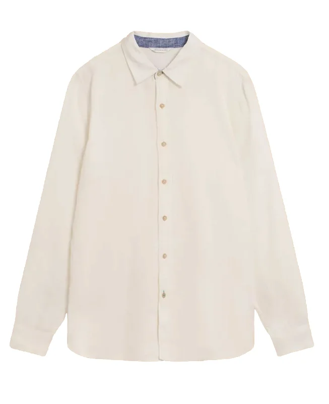 Pembroke Long Sleeve Linen Shirt - Brilliant White