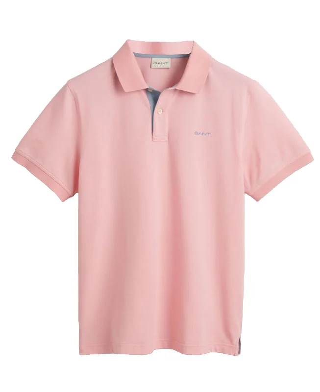 Regular Fit Contrast Pique Polo Shirt - Bubblegum Pink