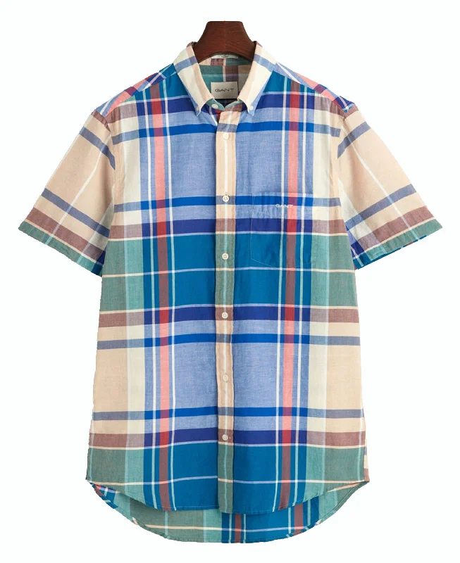 Regular Fit Indian Madras Shirt - Rich Blue