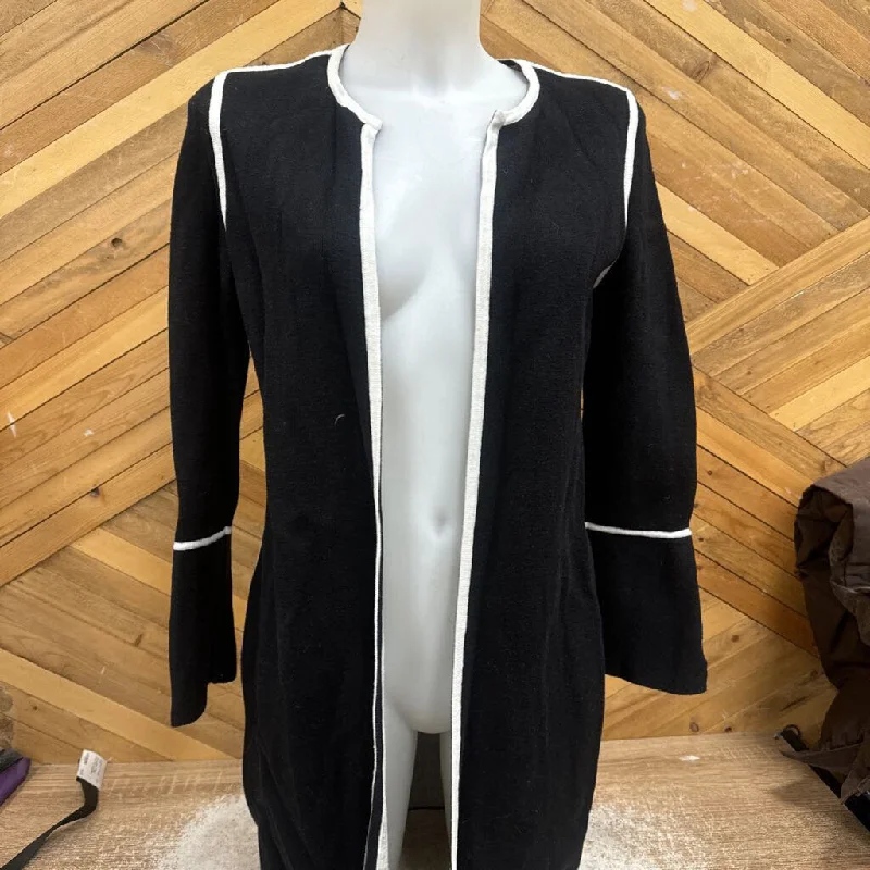 Women's Long Knit Cardigan - MSRP $: Black/White-women-SM