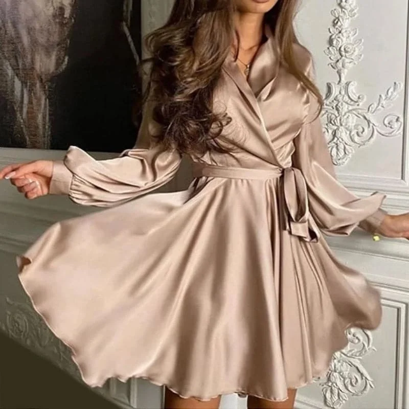 Sexy Satin Sashes A Line Mini Dress