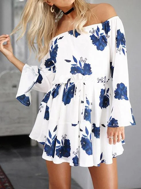 Floral Print Off The Shoulder Mini Dress