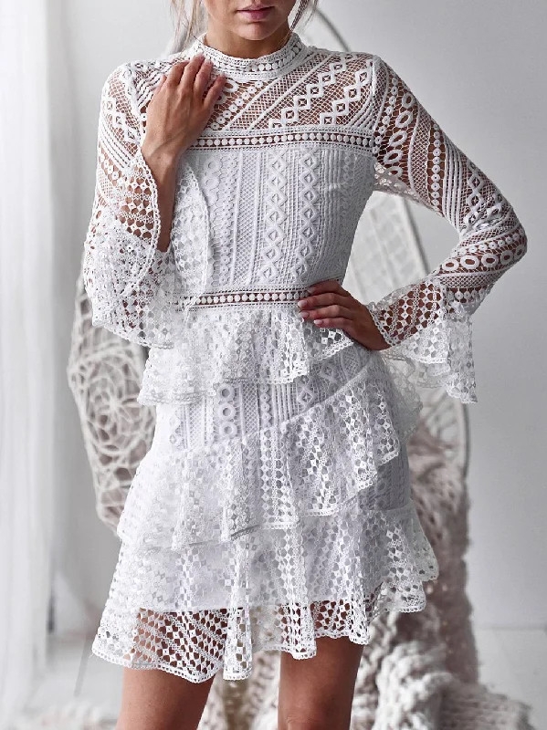 Lace Ruffled Mini Dress