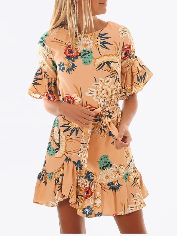 Saturday Morning Floral Print Ruffled Mini Dress