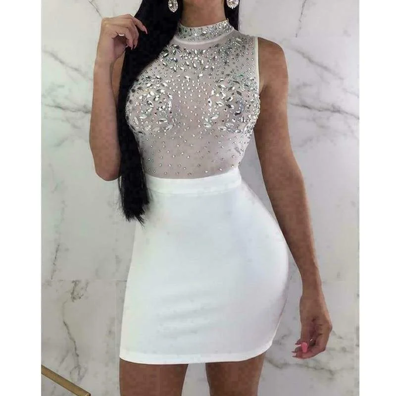 FashionSierra - Women Evening Party Dress Bandage Bodycon Sleeveless Clubwear Ladies Summer Short Slim Fit Mini vestidos Dress Sundress