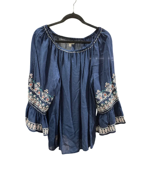 Blouse Long Sleeve By Max Studio In Blue, Size: Xl