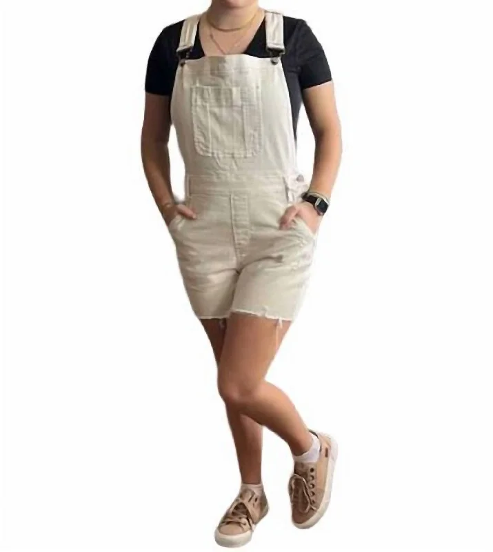 Overall Shorts In Ecru